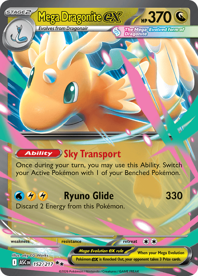 Mega Dragonite ex #152 from Ascended Heroes, recent eBay sold price: $4.19