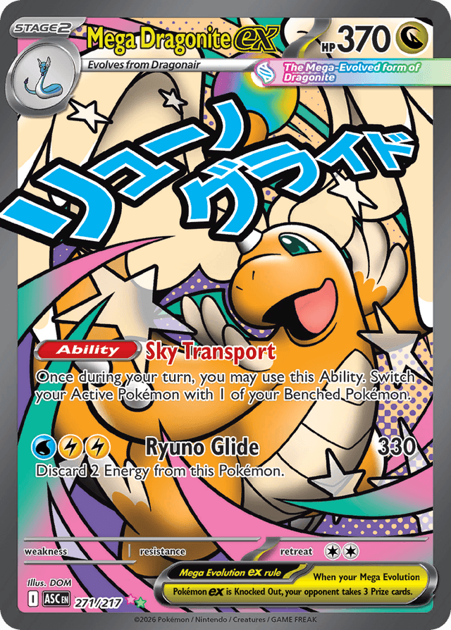 Mega Dragonite ex #271 from Ascended Heroes, recent eBay sold price: $41.00
