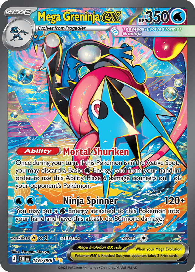 Mega Greninja ex #116 from Chaos Rising, recent eBay sold price: $207.25