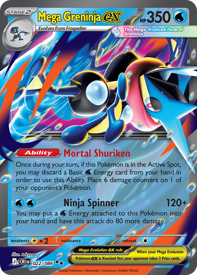 Mega Greninja ex #22 from Chaos Rising, recent eBay sold price: $2.00