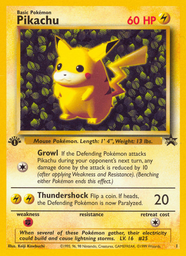 Pikachu #1 from Wizards Black Star Promos — recent eBay sold price: $60.00