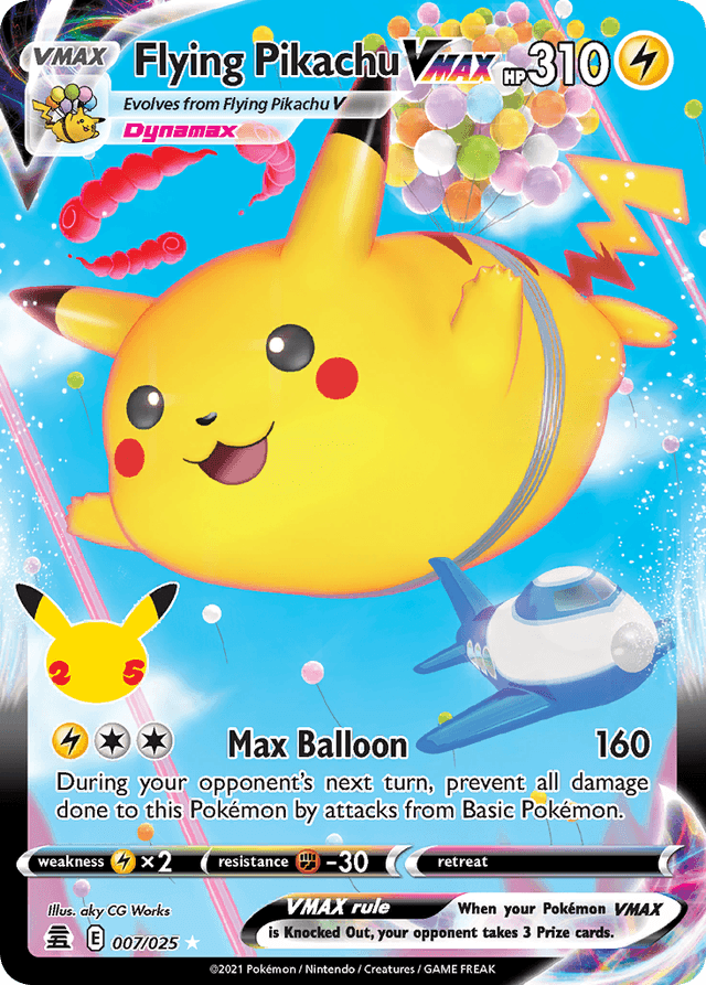 Flying Pikachu VMAX #7 from Celebrations — Pokémon card price data on CardPeek