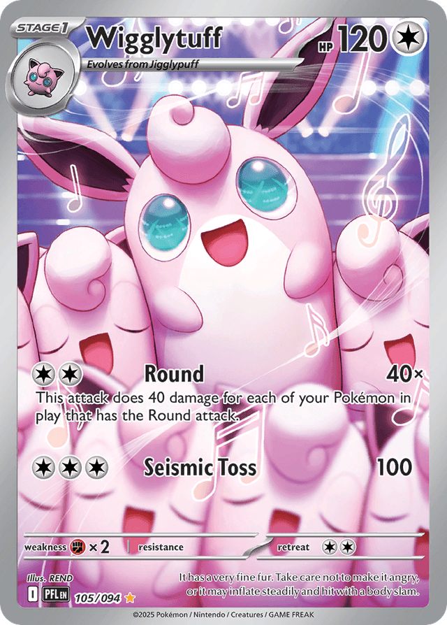 Wigglytuff #105 from Phantasmal Flames — recent eBay sold price: $7.99