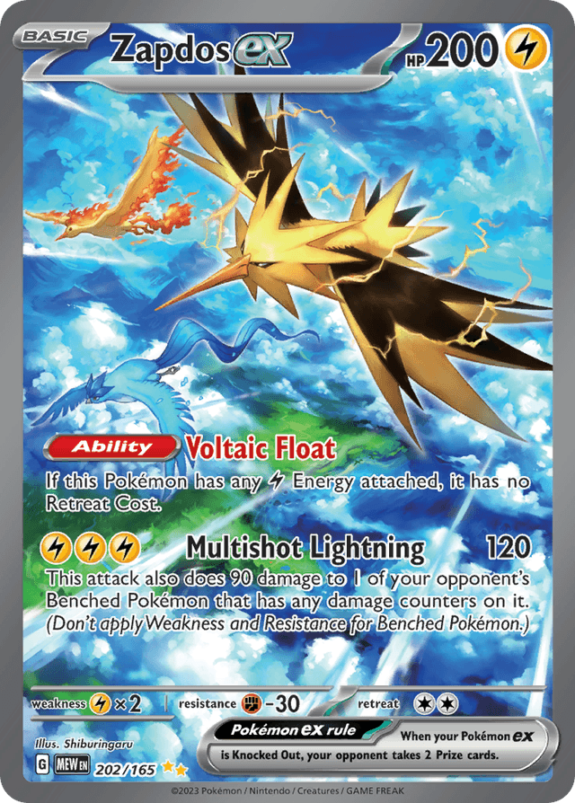 Zapdos ex #202 from 151 — recent eBay sold price: $100.00
