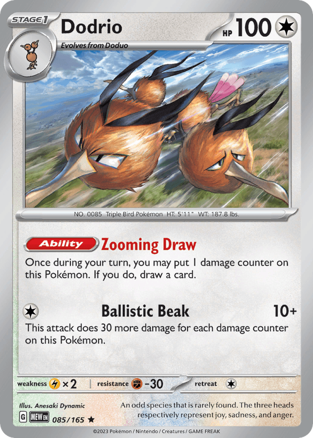 Dodrio #85 from 151 — recent eBay sold price: $17.43