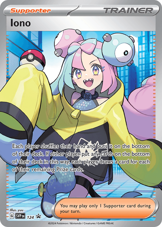 Iono #124 from Scarlet & Violet Black Star Promos — recent eBay sold price: $15.00