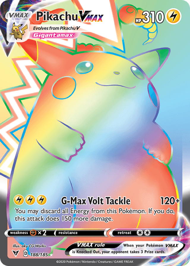 Pikachu VMAX #188 from Vivid Voltage — recent eBay sold price: $156.21