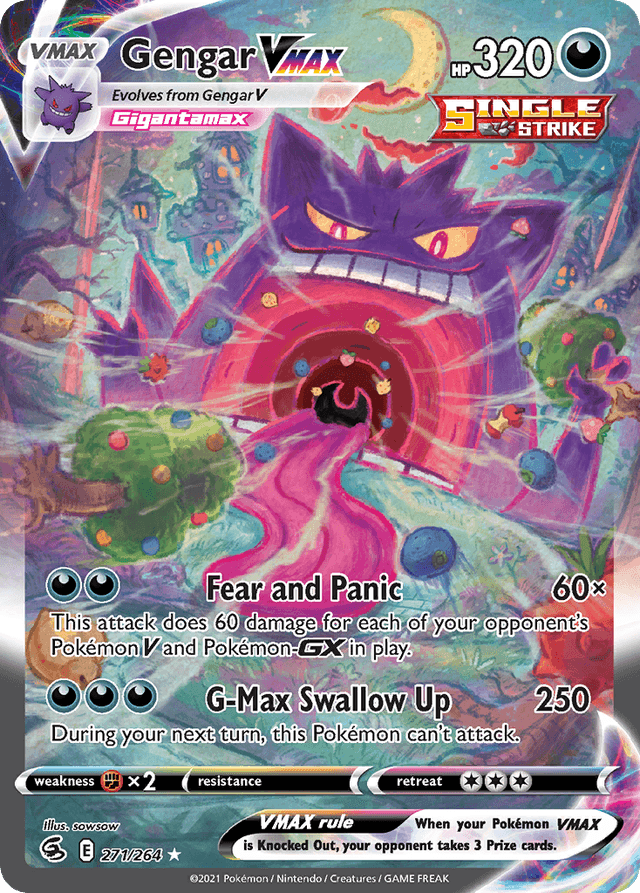 Gengar VMAX #271 from Fusion Strike — recent eBay sold price: $2,644.99